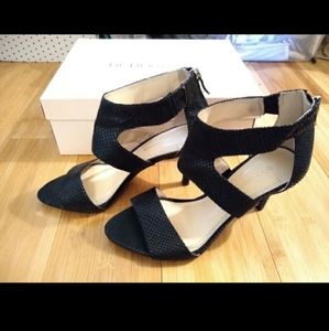 BCBGeneration Black Faux Snakeskin Heels